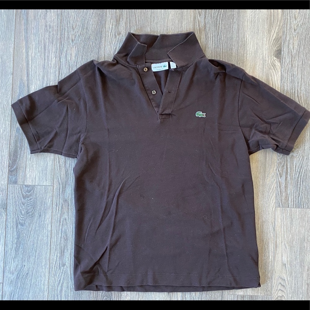 Mens Lacoste Brown Short Sleeve Polo